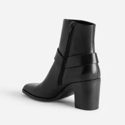 Boots motard TEXTO à talon noir en cuir