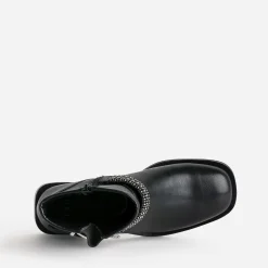 Boots motard TEXTO noir bride décor strass