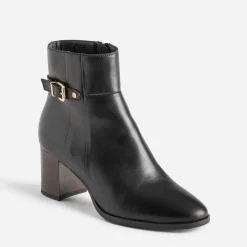 Boots noir éco-conçu en cuir avec bride
