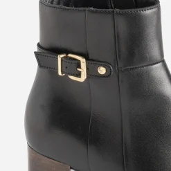 Boots noir éco-conçu en cuir avec bride