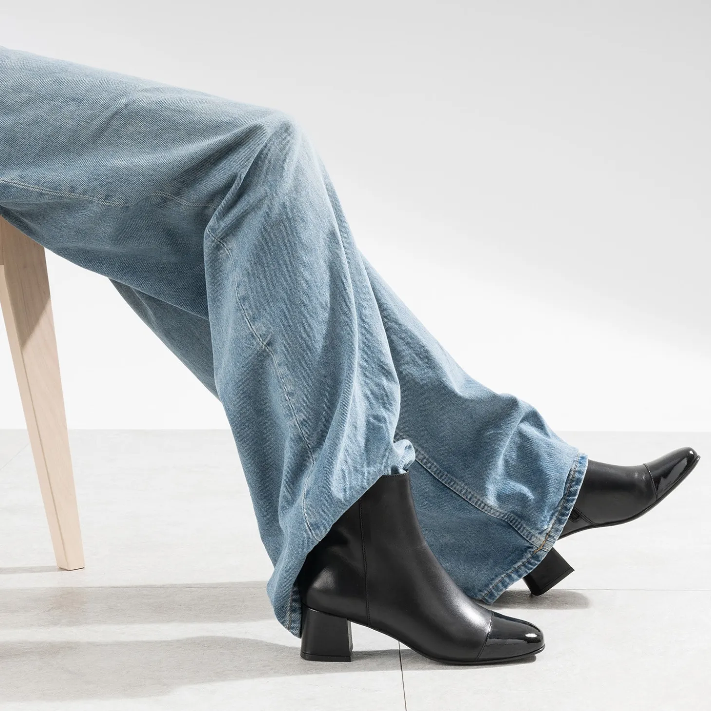 Boots noir cuir bout verni