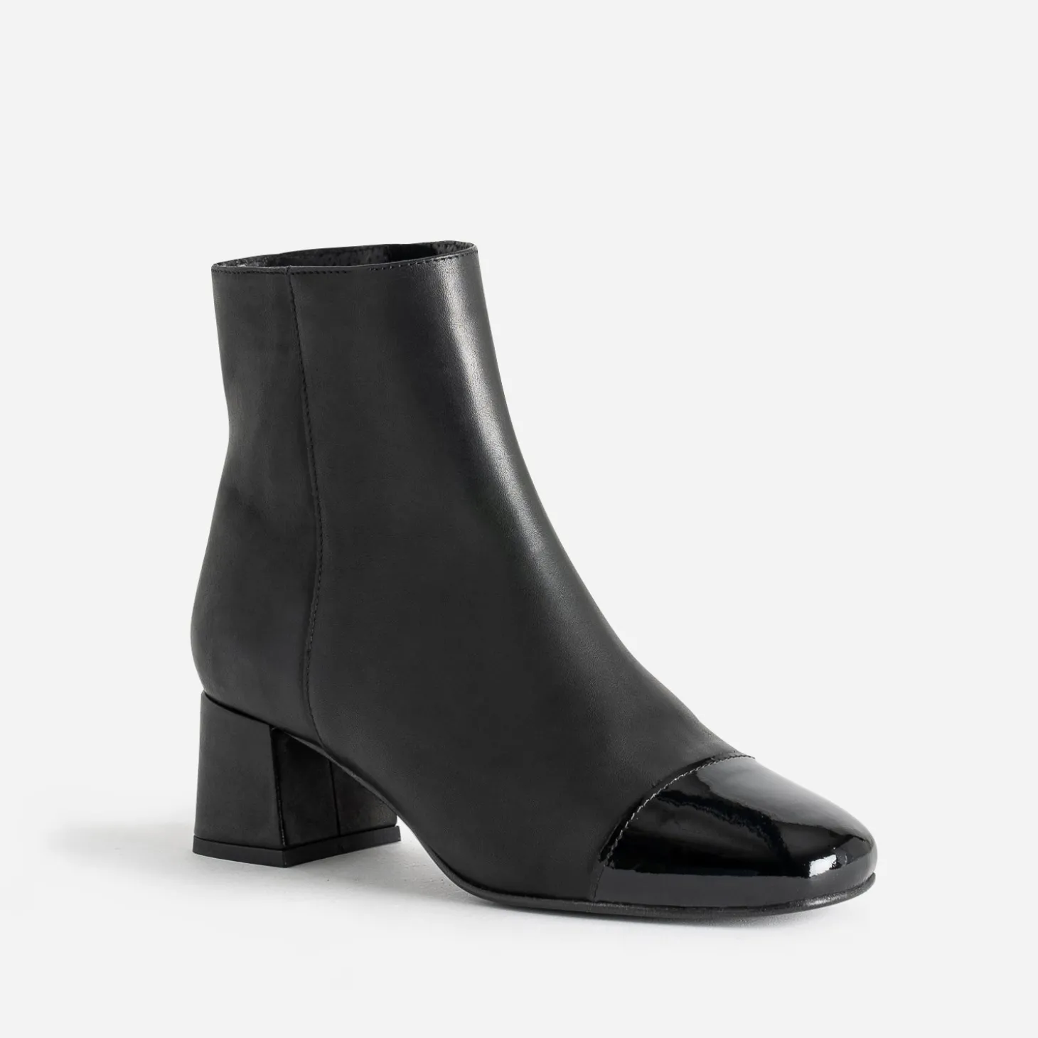 Boots noir cuir bout verni