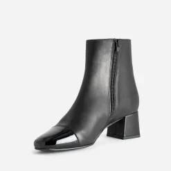 Boots noir cuir bout verni