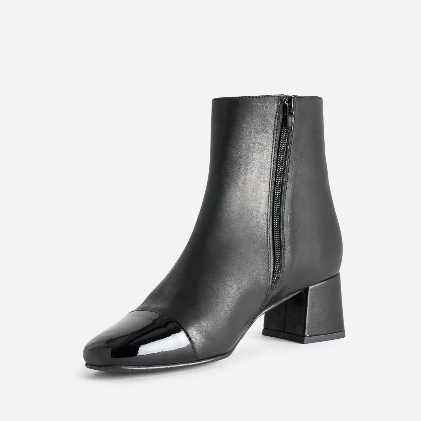 Boots noir cuir bout verni
