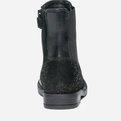 Boots noir en cuir et cuir velours