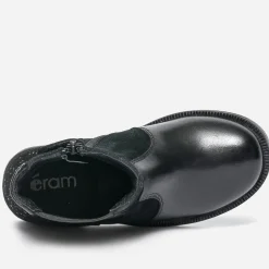 Boots noir en cuir et cuir velours