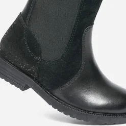 Boots noir en cuir et cuir velours