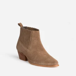 Boots santiag TEXTO taupe cuir velours