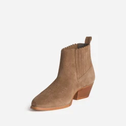 Boots santiag TEXTO taupe cuir velours