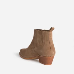 Boots santiag TEXTO taupe cuir velours