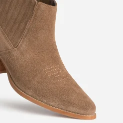 Boots santiag TEXTO taupe cuir velours