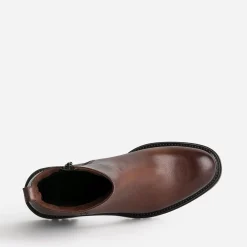 Boots TEXTO marron en cuir semelle crantée