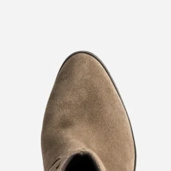 Boots TEXTO taupe cuir velours à franges