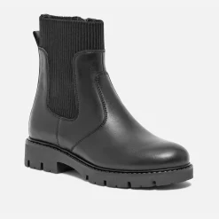Boots-chaussette noir éco-conçu en cuir