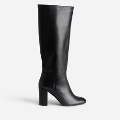 Botte à talon noire en cuir