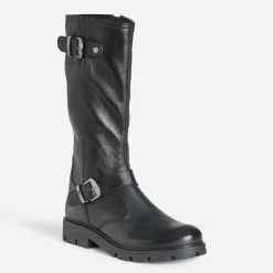 Botte BUGGY noire cuir esprit motard