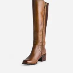 Botte CAPRICE camel cuir bi matière