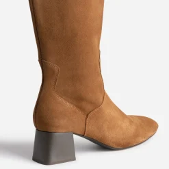 Botte cognac cuir velours souple