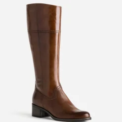 Botte cognac en cuir forme cavalière