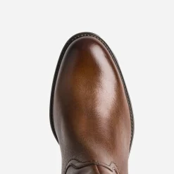 Botte cognac en cuir forme cavalière