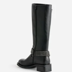 Botte de motard TEXTO noire bride à strass