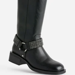 Botte de motard TEXTO noire bride à strass