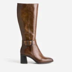 Botte marron en cuir à talon