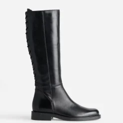 Botte noire cuir tige lacée