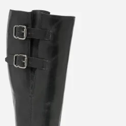 Botte noire en cuir à double boucle