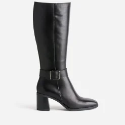 Botte noire en cuir à talon