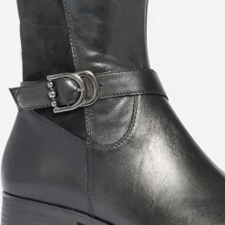 Botte plate CAPRICE noire en cuir