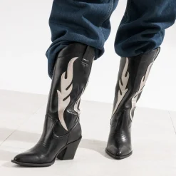 Botte santiag TEXTO noir découpes grises