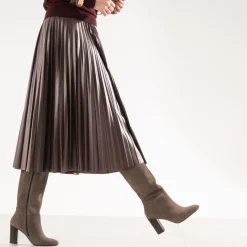 Botte taupe cuir velours