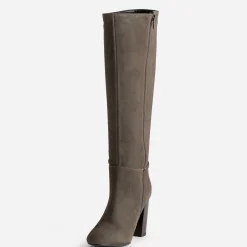 Botte taupe cuir velours