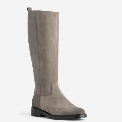 Botte taupe cuir velours