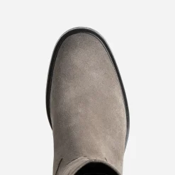 Botte taupe cuir velours