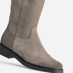 Botte taupe cuir velours