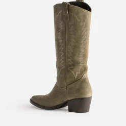 Botte taupe cuir velours éco-conçue esprit santiag