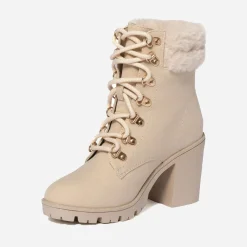 Bottine à talon TEXTO beige esprit montagne