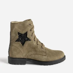 Bottine BUGGY éco-conçue kaki cuir velours