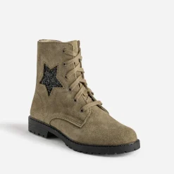 Bottine BUGGY éco-conçue kaki cuir velours