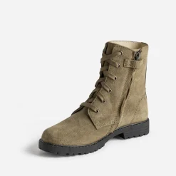 Bottine BUGGY éco-conçue kaki cuir velours