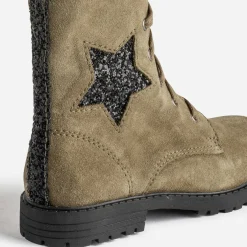 Bottine BUGGY éco-conçue kaki cuir velours