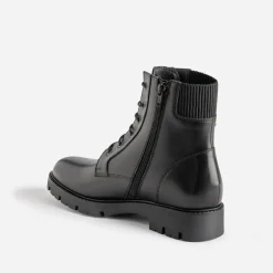 Bottine BUGGY noire éco-conçue cuir décor boucle