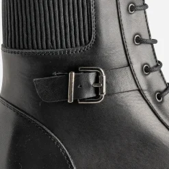 Bottine BUGGY noire éco-conçue cuir décor boucle