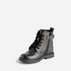 Bottine éco-conçue BUGGY noire en cuir décor étoile