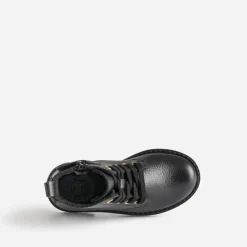 Bottine éco-conçue BUGGY noire en cuir décor étoile