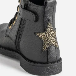 Bottine éco-conçue BUGGY noire en cuir décor étoile