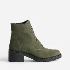 Bottine cuir velours kaki