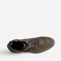 Bottine kaki en cuir velours